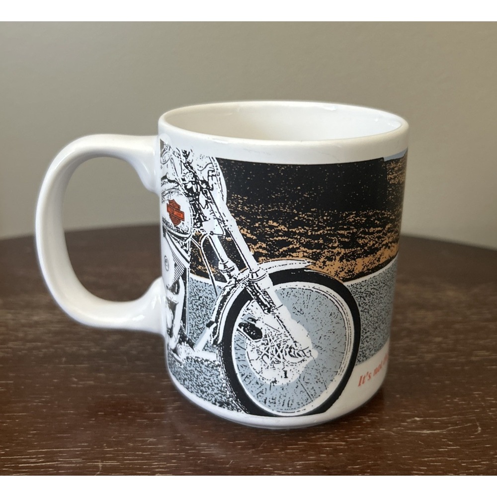 VTG 90s Harley Davidson Official Logo Mug - "it's not the road you take…" (1990)
